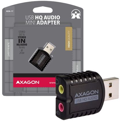 AXAGON ADA-17 USB2.0 - Mini adaptor audio stereo HQ 24 biți 96 kHz
