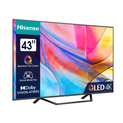 Телевизор Hisense 43" A7KQ, 4K Ultra HD 3840x2160, QLED, FALD, Quantum Dot, HDR 10+, HLG, Dolby Vision, Dolby Atmos, Smart TV, WiFi 5GHz, WiFi Direct, BT, Anyview Cast, 3xHDMI, 2xUSB, LAN, CI+, DVB-T2/C/S2, Dark Grey