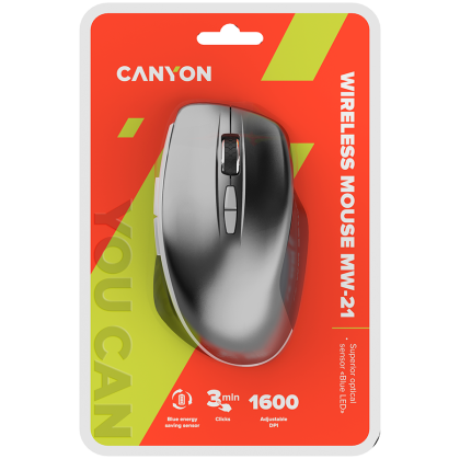 CANYON fare MW-21 MaviLED 7 düğmeli Kablosuz Koyu Gri