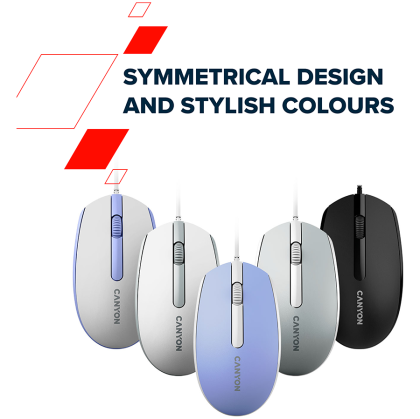 Canyon Wired optical mouse with 3 buttons, DPI 1000, with 1.5M USB cable, Mountain lavender, 65*115*40mm, 0.1kg