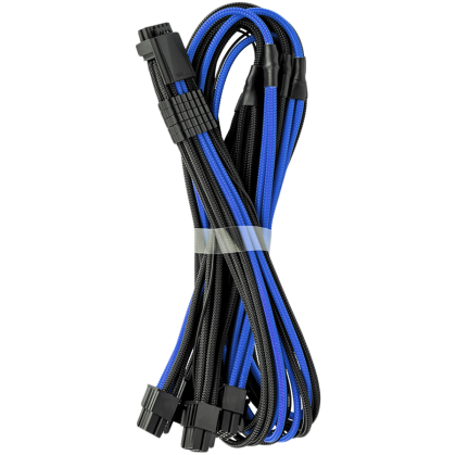 CableMod E-Series Pro ModMesh Sleeved 12VHPWR PCI-e Cable pentru Super Flower Leadex Platinum / Platinum SE / Titanium / V Gold Pro / V Platinum Pro, EVGA G7 / G6 / G5 / G3 / G2 / P2 / T2 (negru + albastru, Seria Nvidia 4000, cu 16 pini la Quad 8-pini, 60