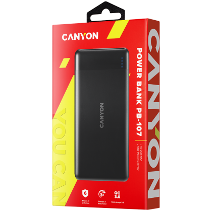 CANYON power bank PB-107 10000 mAh PD QC 3.0 18W Black