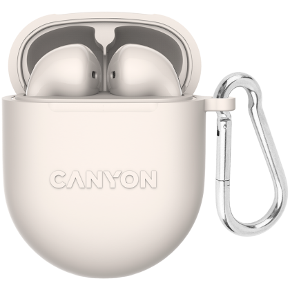 CANYON TWS-6, Căști Bluetooth, cu microfon, BT V5.3 JL 6976D4, Răspuns în frecvență: 20Hz-20kHz, baterie EarBud 30mAh*2+Carcasă de încărcare 400mAh, lungime cablu tip C 0.24m, Dimensiune: 64*48*26mm , 0,040 kg, bej