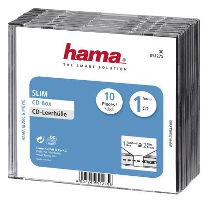 Hama Slim CD Jewel Case, pack of 10, 51275