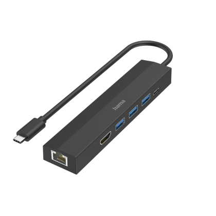 Hub USB-C HAMA, multiport, 6 porturi, 3 x USB-A, USB-C, HDMI, LAN/Ethernet
