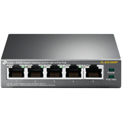Switch TP-LINK TL-SG1005P pentru desktop Gigabit cu 5 porturi cu PoE cu 4 porturi