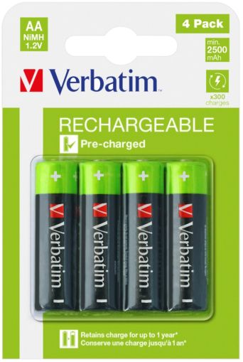 Battery Verbatim RECHARGEABLE BATTERY AA 4 PACK / HR6