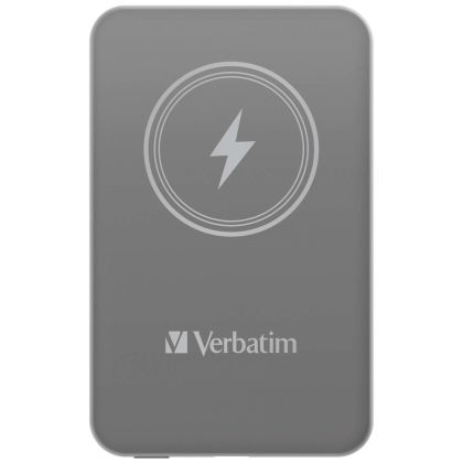 External battery Verbatim MCP-5GY Power Pack 5000 mAh with UBS-C® PD 20W / Magnetic Wireless Charging 15W Gray