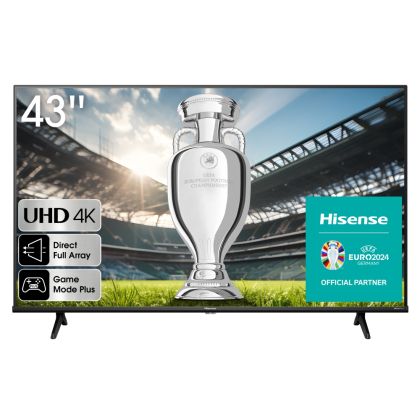 Hisense TV 43" A6K, 4K Ultra HD 3840x2160, DLED, DFA, Precision Color, HDR 10+, HLG, Dolby Vision, DTS Virtual X, Smart TV, WiFi, BT, AnyView Cast, Mod joc, 1xHDMI2 eArc, 2xHDMI, 2xUSB , LAN, CI+, DVB-T2/C/S2, Negru