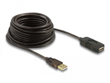 Cablu prelungitor DeLock, USB-A tată - USB-A mamă, USB 2.0, 10 m, Negru