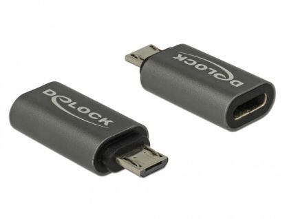 Adaptor Delock, USB 2.0, Micro-B tată - USB Type-C mamă, Negru