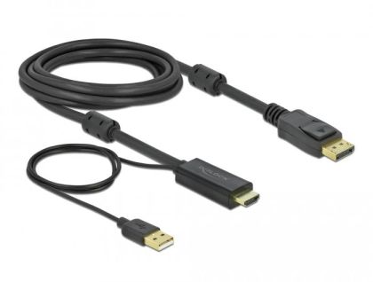Cablu Delock HDMI tată - DisplayPort USB tată, 4K 30 Hz, 3 m, Negru