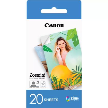 Hârtie Canon Zink Paper ZP-203020S 20 coli (5 x 7,6 cm) pentru imprimantă portabilă Zoemini