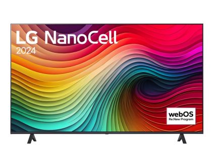 TV LG 55NANO81T3A, 55" 4K HDR Smart Nano Cell TV, 3840x2160, DVB-T2/C/S2, AI Alpha 5 Gen7, HDR 10 PRO, webOS 24, ThinQ AI, WiFi, Clear Voice, AI Upscaling, Bluetooth, Hdmi, CI, LAN, AirPlay2, SPDIF, 2 Pole stand, Silver