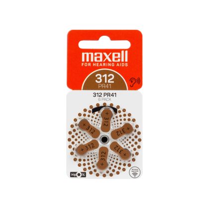 Zink Air battery MAXELL ZA312 6pcs. button for Hearing aids