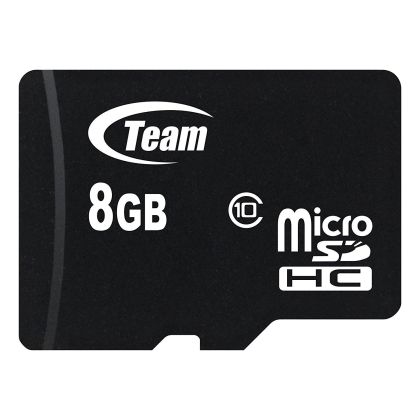 Card de memorie TEAM micro SDHC, 8GB, Clasa 10 cu adaptor SD