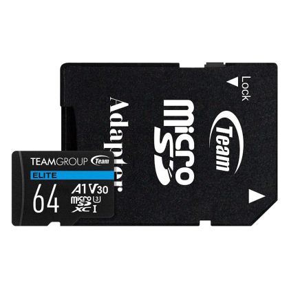 Card de memorie Team Group A1 microSDXC 64GB, UHS-I Clasa 3, V30, Adaptor SD