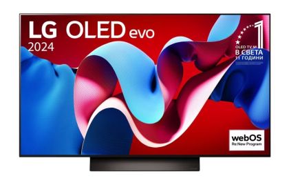 TV LG OLED48C41LA, 48" UHD OLED evo, 4K (3840 x 2160), DVB-C/T2/S2, Full Cinema Screen, Alpha 9 AI 4K Gen7, 144Hz, ThinQ AI, HDR10, VRR, NVIDIA G-SYNC, AMD FreeSync, Dolby Vision, Dolby Atmos, Wi-Fi, Bluetooth, HDMI, USB, Airplay 2, Multi View, Met