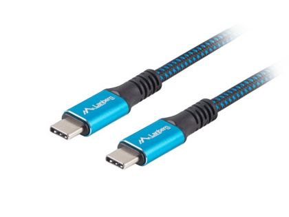 Cable Lanberg USB-C(M) -> USB-C (M) 4.0 cable 0.5m 100W 8K 30Hz Black-Blue