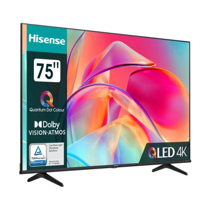 Televizor Hisense 75" E7KQ, 4K Ultra HD 3840x2160, QLED, Quantum Dot, HDR 10+, HLG, Dolby Vision, DTS Virtual X, Smart TV, WiFi 5GHz, WiFi Direct, BT, Anyview Cast, 3xHDMI, 2xUSB, LAN, CI+ , DVB-T2/C/S2, negru