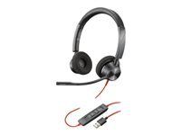 HP Poly Blackwire 3325 Blackwire 3300 series headset on-ear wired active noise canceling 3.5mm jack USB-A black Microsoft Teams