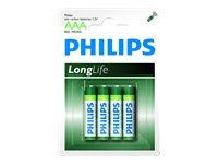 PHILIPS R03L4B/10 Batteries PHILIPS Zinc-Chloride R03 AAA Longlife 4 Pcs. Blister