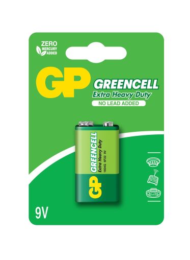 Baterie zinc carbon GP 1604GLF-U1, 6F22, 9V, Greencell, 1 buc. blister