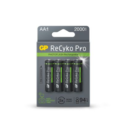 Acumulator Baterie GP R6 AA 2100mAh RECYKO + PRO Fast Flash GP-BR-210AAHCF-APCEB4 NiMH /pana la 500 de cicluri/ 4 buc. în ambalaj GP