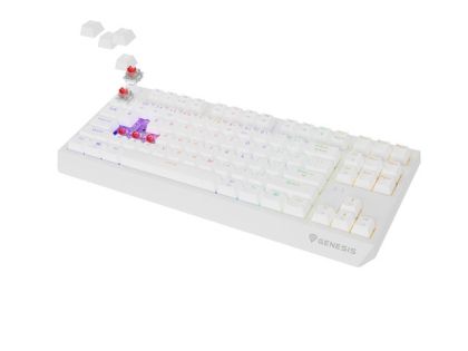 Keyboard Genesis Gaming Keyboard Thor 230 TKL Wireless US White RGB Mechanical Outemu Red