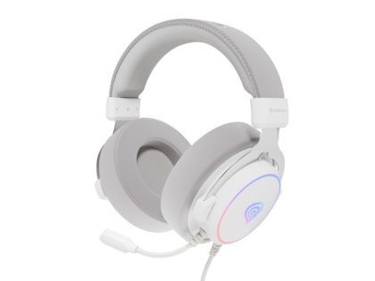 Headphones Genesis Headset Neon 764 with microphone, RGB illumination, USB, White