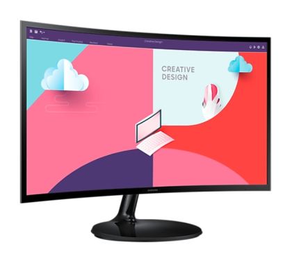 Monitor Samsung S24C360 LED VA curbat de 24 inchi, 1800R, 60 Hz, 4 ms GTG, 1920 x 1080, 250 cd/m2, contrast 3000:1, mod Eye Saver, Flicker Free, Freesync, Mega DCR, D-Sub, HDMI1, Jack pentru căști °/178°, negru