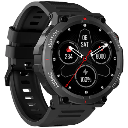 Blackview W50 negru, LCD HD de 1,39 inchi 360x360, baterie 370 mAh, detecție SpO2 24 de ore + monitorizare ritm cardiac, notificare pentru apeluri și SMS, negru