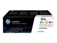 Cartuș de toner original LaserJet HP 201X CF253XM cyan/magenta/galben cu randament ridicat, pachet de 3