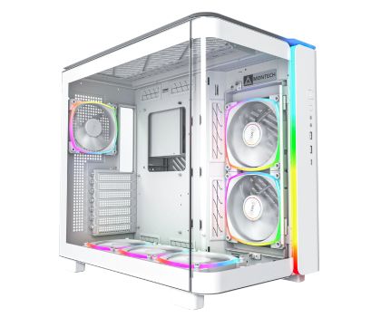 Montech KING 95 Pro, Dual Chamber Mid-tower Case, 6 ARGB Fans, 2 Front Panels, White