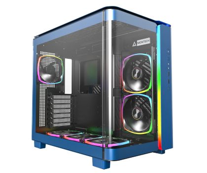 Montech KING 95 Pro, Dual Chamber Mid-tower Case, 6 ARGB Fans, 2 Front Panels, Prussian Blue