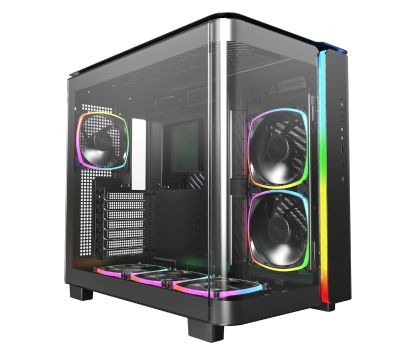 Montech KING 95 Pro, Dual Chamber Mid-tower Case, 6 ARGB Fans, 2 Front Panels, Black