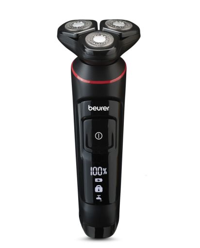 Beurer MN8X rotary shaver, 360° flexible shaver head, Magnetic fixation, LED display, Waterproof (IPX7), Quick-charge function (10 min OT; 5 min CT), Incl. charger and storage station, protective cap and cleaning brush