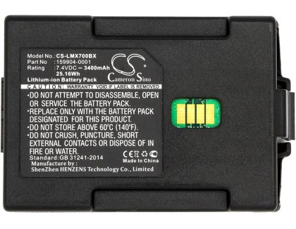 Camera Battery for  barcode scanner Honeywell TXE TECTON MX7  159904-0001   LiIon  7.4V 3400mAh Cameron Sino