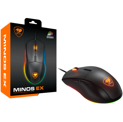 COUGAR Minos EX, Gaming Mouse, PAW3309 Optical gaming sensor, RGB Lightning, 6400 DPI, 1000Hz Poling rate, 20M gaming switches, 1.8m Cable length, 89g.