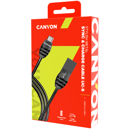 CANYON kablosu UC-5 USB-C 10W 1m Koyu Gri