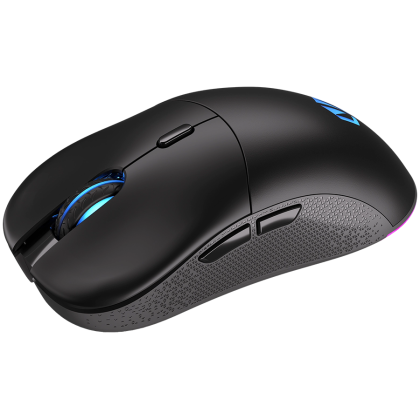 Mouse de gaming wireless Endorfy GEM Plus, senzor optic de jocuri PIXART PAW3395, 26000DPI, design ușor 74G, comutatoare KAILH GM 8.0, cablu Paracord de 1,6 m, patine PTFE, lumini ARGB, 2 ani garanție