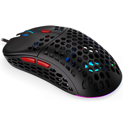 Mouse de gaming Endorfy LIX Plus, Senzor optic de jocuri PIXART PAW3370, 19000DPI, Design ușor 59G, Comutatoare KAILH GM 8.0, Cablu Paracord 1,8M, Patine PTFE, Lumini ARGB, 2 ani garanție