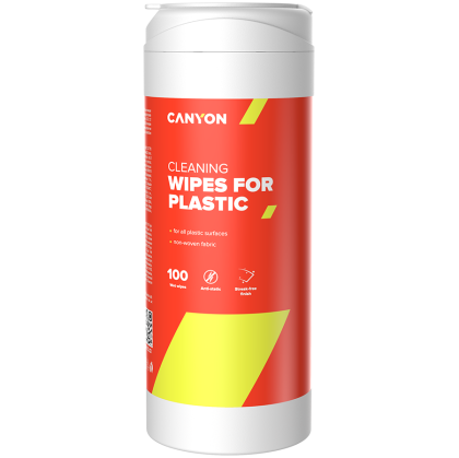 CANYON CCL12, Plastic Cleaning Wipes, Non-woven wipes impregnated with a special cleaning composition, with antistatic and disinfectant effects, 100 wipes, 80x80x186mm, 0.258kg