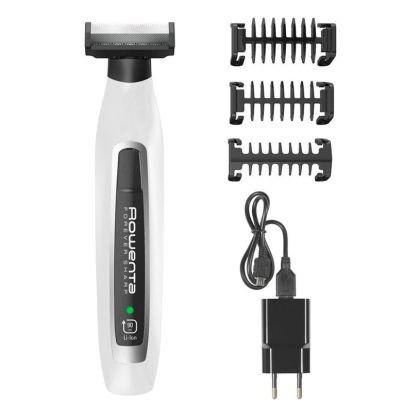 Trimmer Rowenta TN6010F5 Hybrid Forever Sharp White, Barbă, Impermeabil 3-În-1, Lame cu auto-ascuțire, 100% Oțel inoxidabil, Autonomie 90 min, Timp de încărcare 1H30Min, 3 piepteni, Perie de curățare și ulei