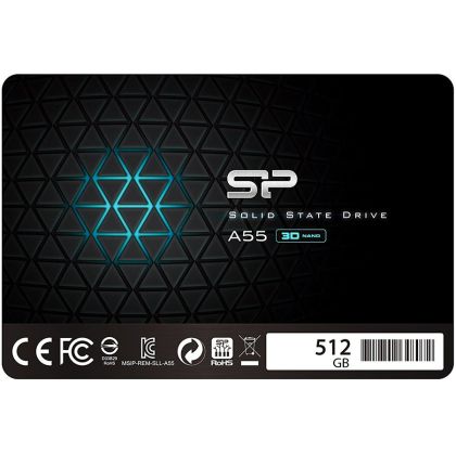 Silicon Power Ace - A55 512 GB SSD SATAIII (3D NAND) 3D NAND, SLC Önbellek, 7 mm 2,5'' Mavi - Maksimum 560/530 MB/s - Tam Kapasite, EAN: 4712702659122