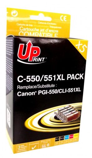 Set cerneală UPRINT -CANON PGI-550 + CLI-551BK/C/M/Y XL, 1x25ml+4x15ml