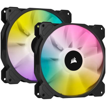 Corsair SP Series, SP140 RGB ELITE, 140mm RGB LED Fan with AirGuide, Dual Pack with Lighting Node CORE, EAN:0840006636670