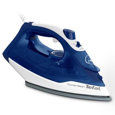 Fier de calcat Tefal FV2838E0, Express Steam, albastru inchis&alb, 2400W, 40g/min, shot 180g/min, AD, rezervor apa 270 ml, talpa ceramica