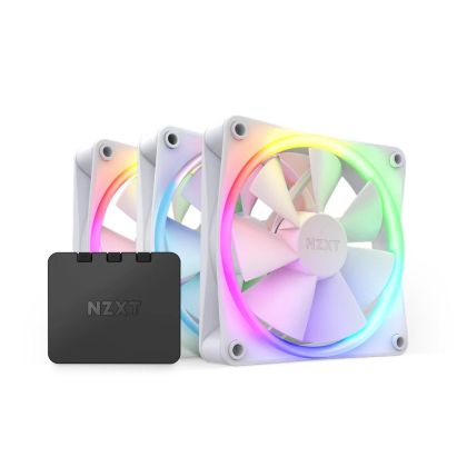 Set ventilatoare NZXT F120 RGB White 3 piese si controler NZXT RGB