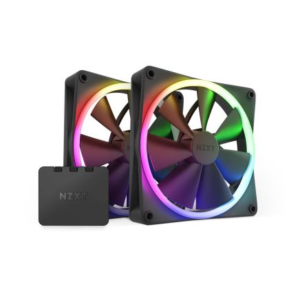 Set ventilatoare NZXT F140 RGB Black 2 piese si controler NZXT RGB